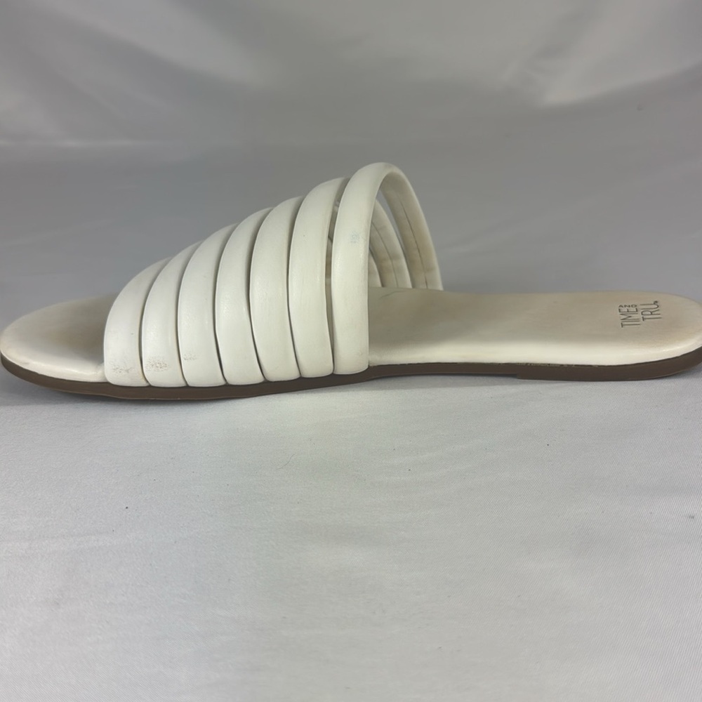 Time & Tru White Strappy Slide Sandals Size 7 - Picture 7 of 10